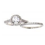 "Cubic Zirconium Engagement Ring Set Sterling