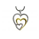 "Natural .03ct Diamond Heart Love Pendant Brass;