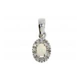 "Natural .04ct Opal Diamond Pendant 10KT White