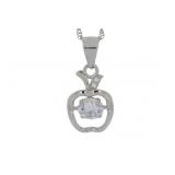 "Natural Silver and CZ Dancing Apple Pendants
