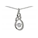 "Natural Silver and CZ Dancing Pendants Sterling