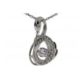 "Natural Silver and CZ Dancing Pendants Sterling