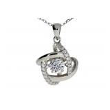 "Natural Silver and CZ Dancing Pendants Sterling