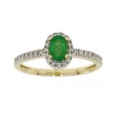 "Natural .65ct Emerald Diamond Ring 14KT Yellow
