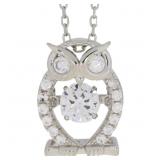 "Natural Silver and CZ Dancing Pendants Sterling