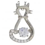 "Natural Silver and CZ Dancing Pendants Sterling