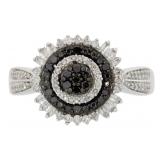 "Genuine .50ct Diamond Ring Sterling Silver;