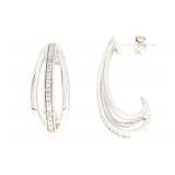 "Genuine .31ct Diamond Earrings Sterling Silver;