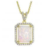 "Created Opal Created Sapphire Pendant Sterling