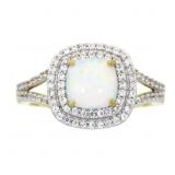 "Created Opal Created Sapphire Ring Sterling