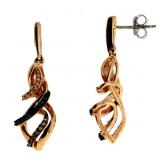 "Natural .21ct Diamond Dangle Earrings 10KT Rose