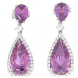 "Natural Swarovski CZ Dangle Earrings Sterling