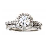 "Cubic Zirconium Engagement Ring Set Sterling