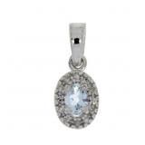 ".18ct Aquamarine Diamond Pendant 10KT White