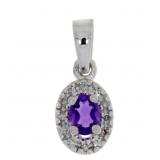 "Natural .16ct Amethyst Diamond Pendant 10KT