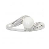 ".02ct Fresh Water Pearl Diamond Ring 10KT White