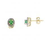 "Natural .39ct Emerald Diamond Earrings 10KT