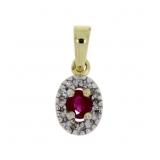 "Natural .23ct Ruby Diamond Pendant 10KT Yellow