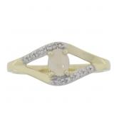 "Natural .04ct Opal Diamond Ring 10KT Yellow