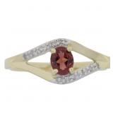 "Genuine .33ct Garnet Diamond Ring 10KT Yellow