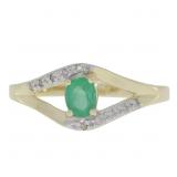 "Genuine .35ct Emerald Diamond Ring 10KT Yellow
