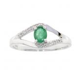 "Natural .35ct Emerald Diamond Ring 10KT White