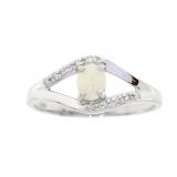 "Genuine .04ct Opal Diamond Ring 10KT White Gold;