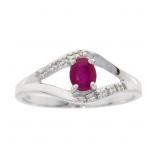 "Genuine .37ct Ruby Diamond Ring 10KT White Gold;