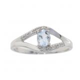 "Natural .37ct Aquamarine Diamond Ring 10KT White