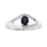"Natural .37ct Sapphire Diamond Ring 10KT White