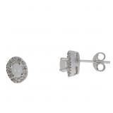 "Natural .08ct Opal Diamond Earrings 10KT White