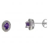 "Genuine .39ct Amethyst Diamond Earrings 10KT