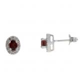 "Natural .53ct Garnet Diamond Earrings 10KT