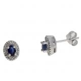 "Genuine .50ct Sapphire Diamond Earrings 10KT