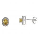 "Natural .35ct Citrine Diamond Earrings 10KT