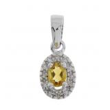 "Genuine .15ct Citrine Diamond Pendant 10KT White