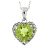 NEW 1.4ct Peridot & 0.11ct Diamond Heart 18"