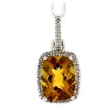 NEW Genuine 1.25ct Citrine & 0.12ct Diamond 18"