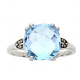 NEW Natural 3.5ct Blue Topaz & 0.01ct Diamond