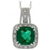 NEW 0.9ct Created Emerald & 0.08ct Diamond 18"