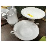 NEW porcelain cake plate, pitcher and bowl