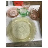 asst depression glass, 5pc