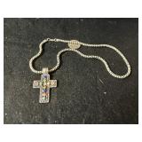 Sterling with Stones Cross and necklace Sterling with Stones Cross and necklace