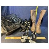 Computer bag, boots and shoes