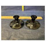 Black glass candlesticks