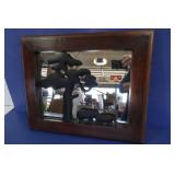 Wood Framed Mirror w/Metal Picture Wood Framed Mirror w/Metal Picture
