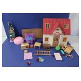 Misc Lot-Small Dollhouse,Fuzzy Wonderz & more