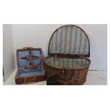 2 Lined Picnic Baskets(1-19x14x8, 1-11x8x15) 2 Lined Picnic Baskets(1-19x14x8, 1-11x8x15)
