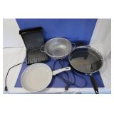 Kitchen Lot-Sm. George Foreman, Collander, Fry Pan