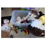 Stuffed Animal Lot w/Bin